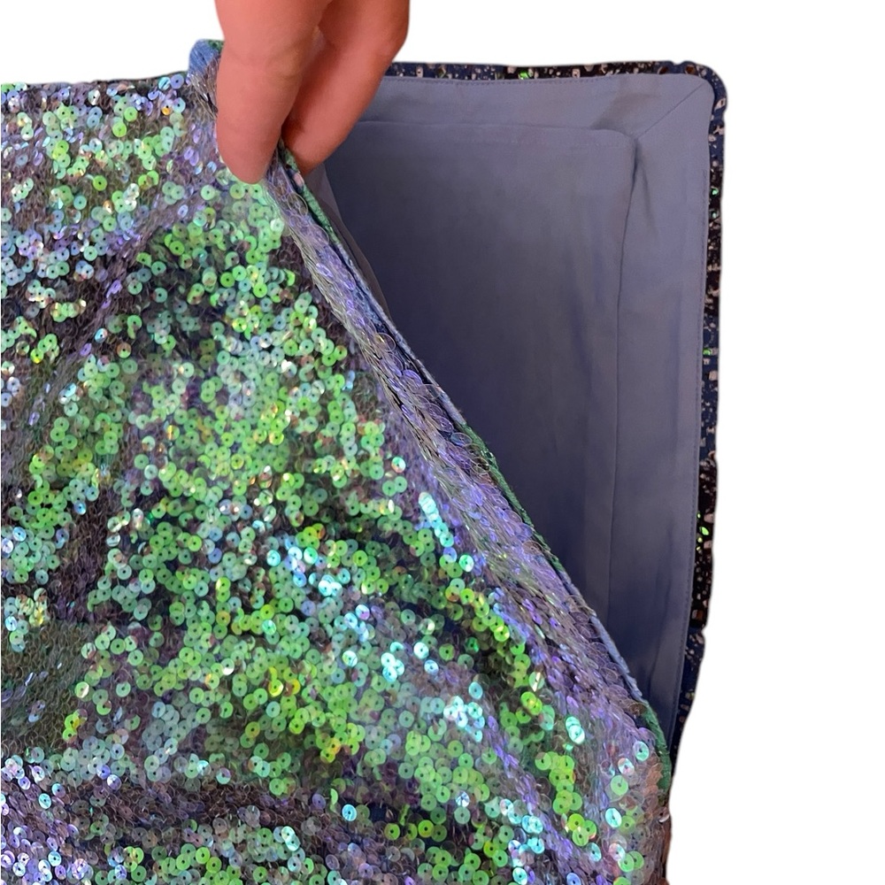 Anthropologie Maeve Sequin Plaid Palette Blue Skirt NWT - Picture 7 of 15